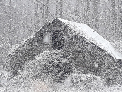 Old Barn in Snowstorm