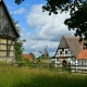 Rural landscape with a mill.Old village.