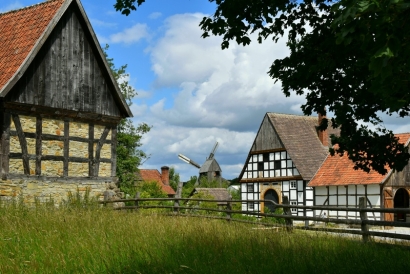 Rural landscape with a mill.Ol...