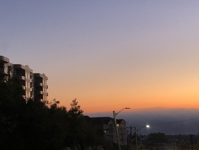 Morning sunrise and fog