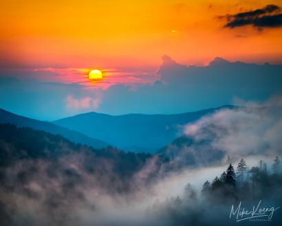 Foggy Blue Ridge Mountains Sun...