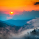 Foggy Blue Ridge Mountains Sunset