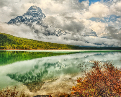 Mount Chephren in the Clouds
