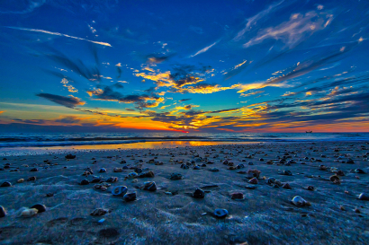 Sunset in sea beach