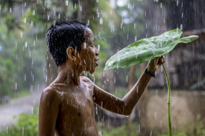 A children in the rain
